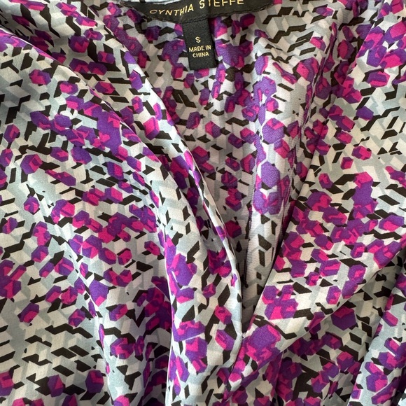 Cynthia Steffe Purple and Gray Geometric Blouse - Picture 2 of 4